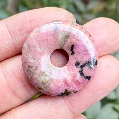 Miniatura 2 de Dijes de cuentas redondas con agujero grande de 0.31 pulgadas para hacer joyas, amuleto de cristal pulido, cuentas de dona, círculo de paz,