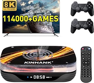 Kinhank Super Console X3 Plus Video Game Console with 114000+ Games,S905X3 Chip,EmuELEC 4.5/Android 9.0/CoreELEC 3 Systems,8K UHD Output, USB 3.0,Compatible with Most Emulators,2.4G+5G,BT 4.0 (256GB)