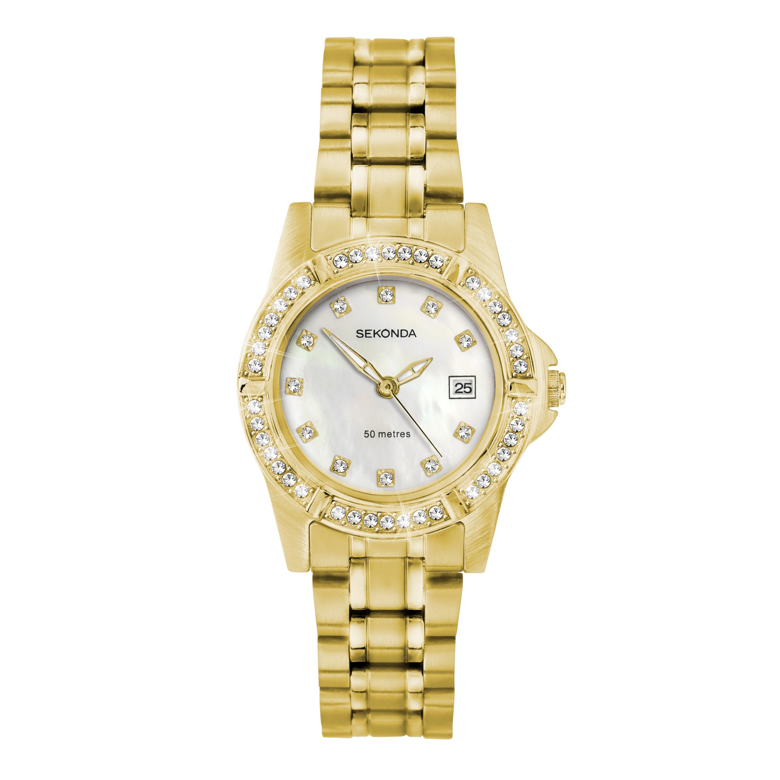 Sekonda Sienna - Reloj de Vestir para Mujer, 28 mm, con Bisel de Piedra, Resistente al Agua hasta 50 m, con Ventana de Fecha