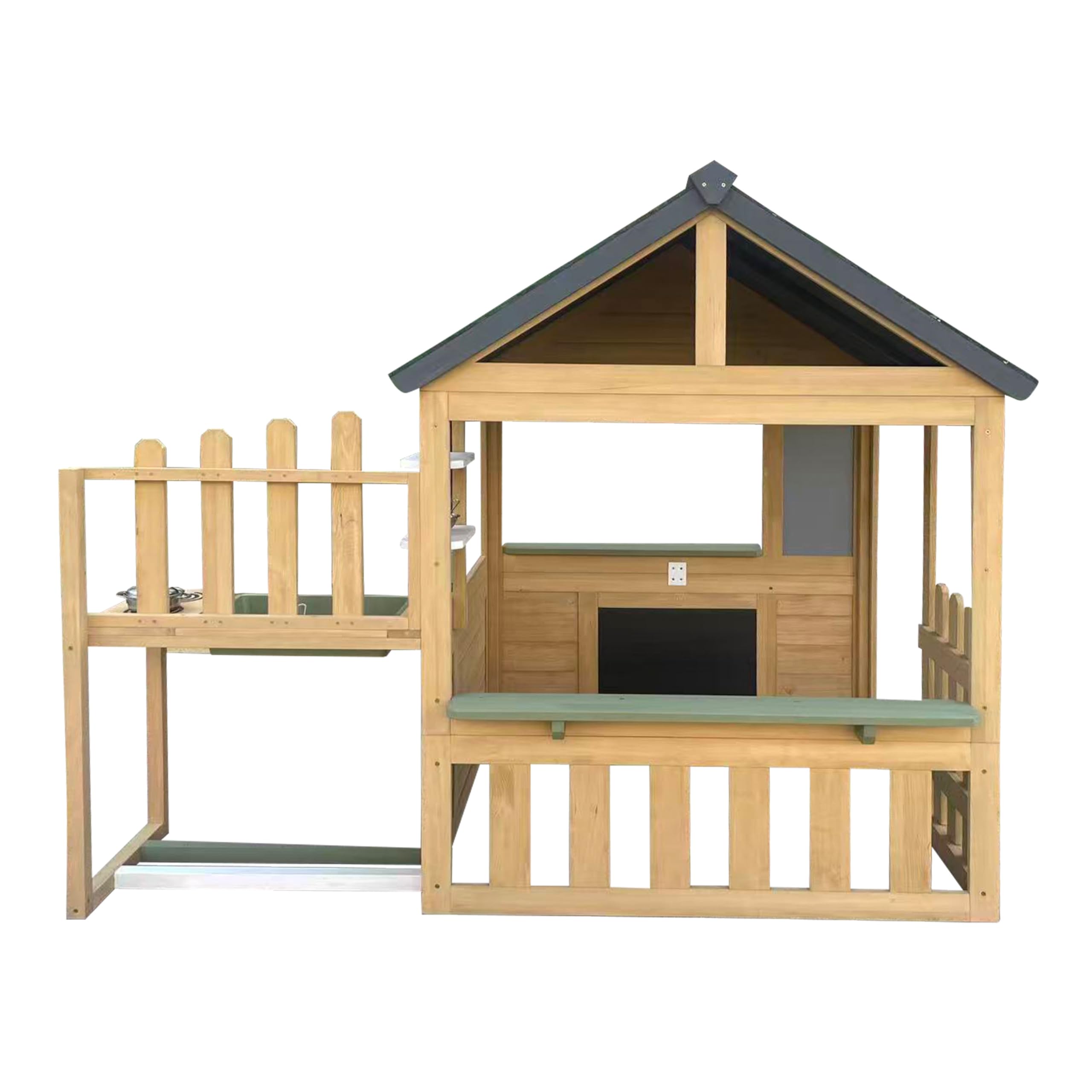 AXI Lizz Casetta per bambini in legno Marrone/Antracite con cucina giocattolo integrata