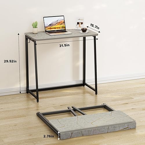 Miniatura 2 de WOHOMO - Escritorio pequeño plegable para computadora, escritorio de escritura y estudio, fácil de montar, ahorrador de espacio, mesa plegable para