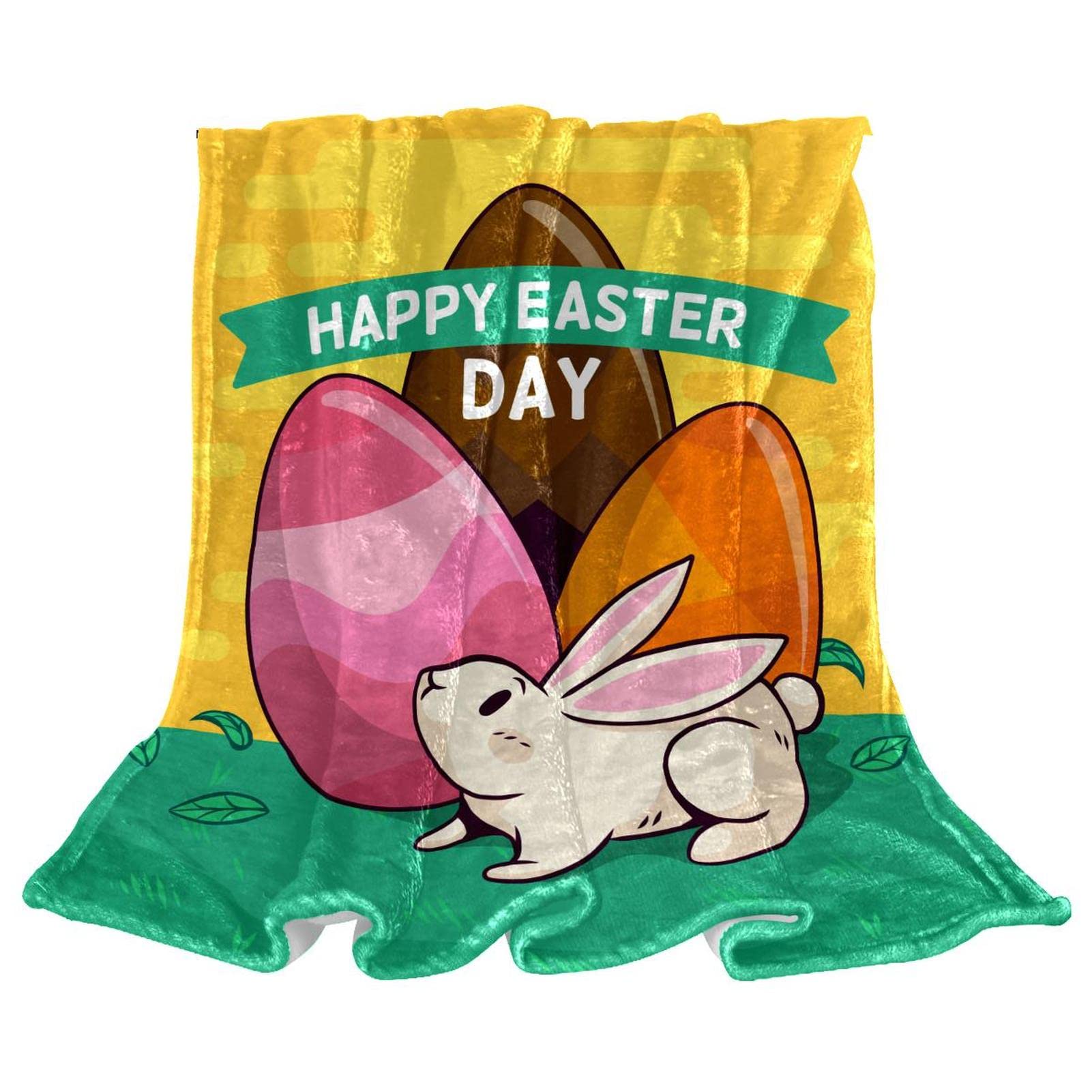 Couverture de lit doux moelleux couvre-lit pour garçons filles œuf lapin Pâques