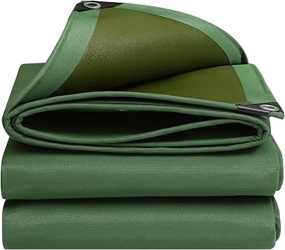 Green Canvas Tarpaulin Waterproof Heavy Duty Tarp Sheet Cover Ground Sheet Canopy Tent with Grommets,Multipurpose Tarp Foldable Rainproof Protection Cover Size 1x1m