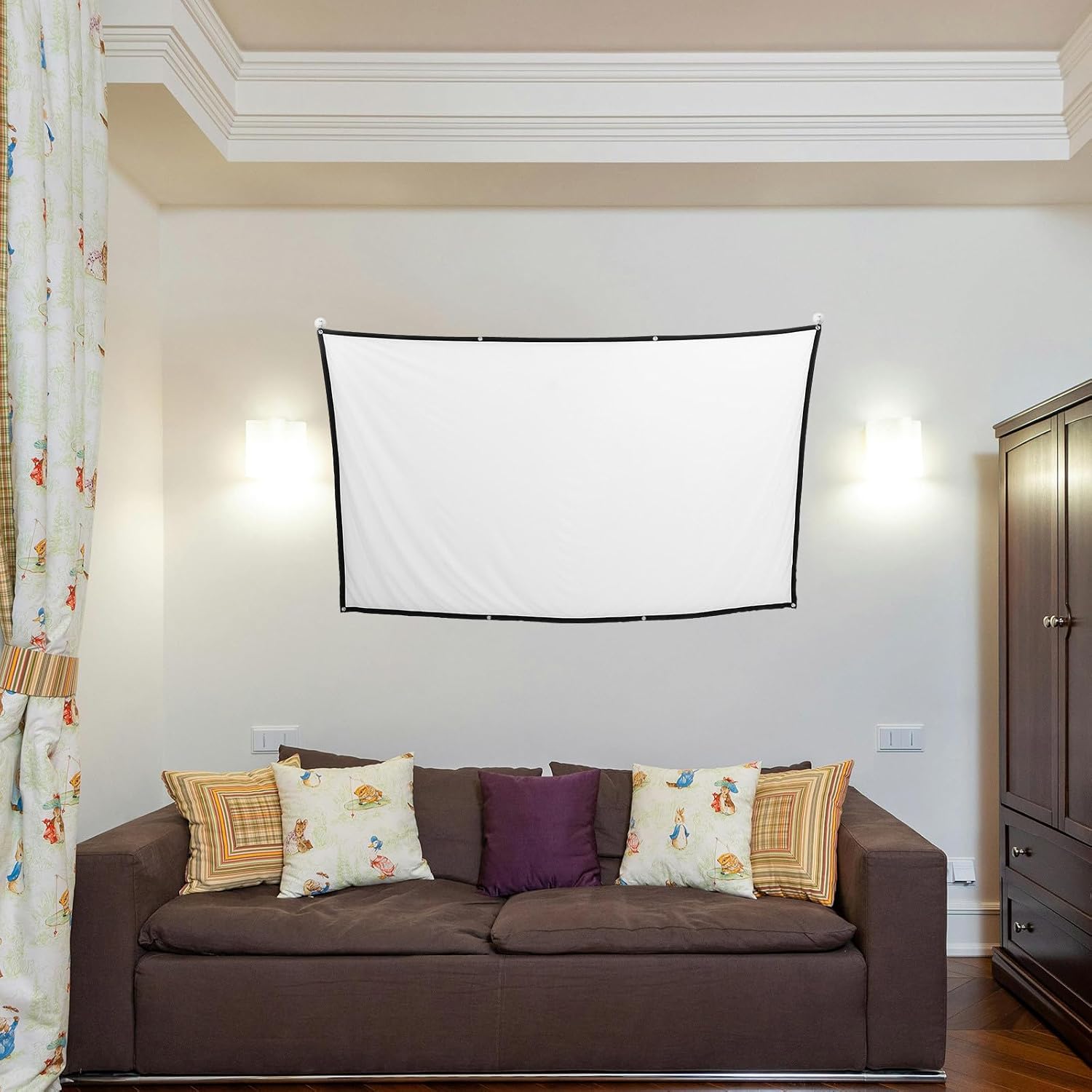 9 Polyester Projector Screen Anti-Crease for Indoor Outdoor Home Theater Classroom Movie Projection
