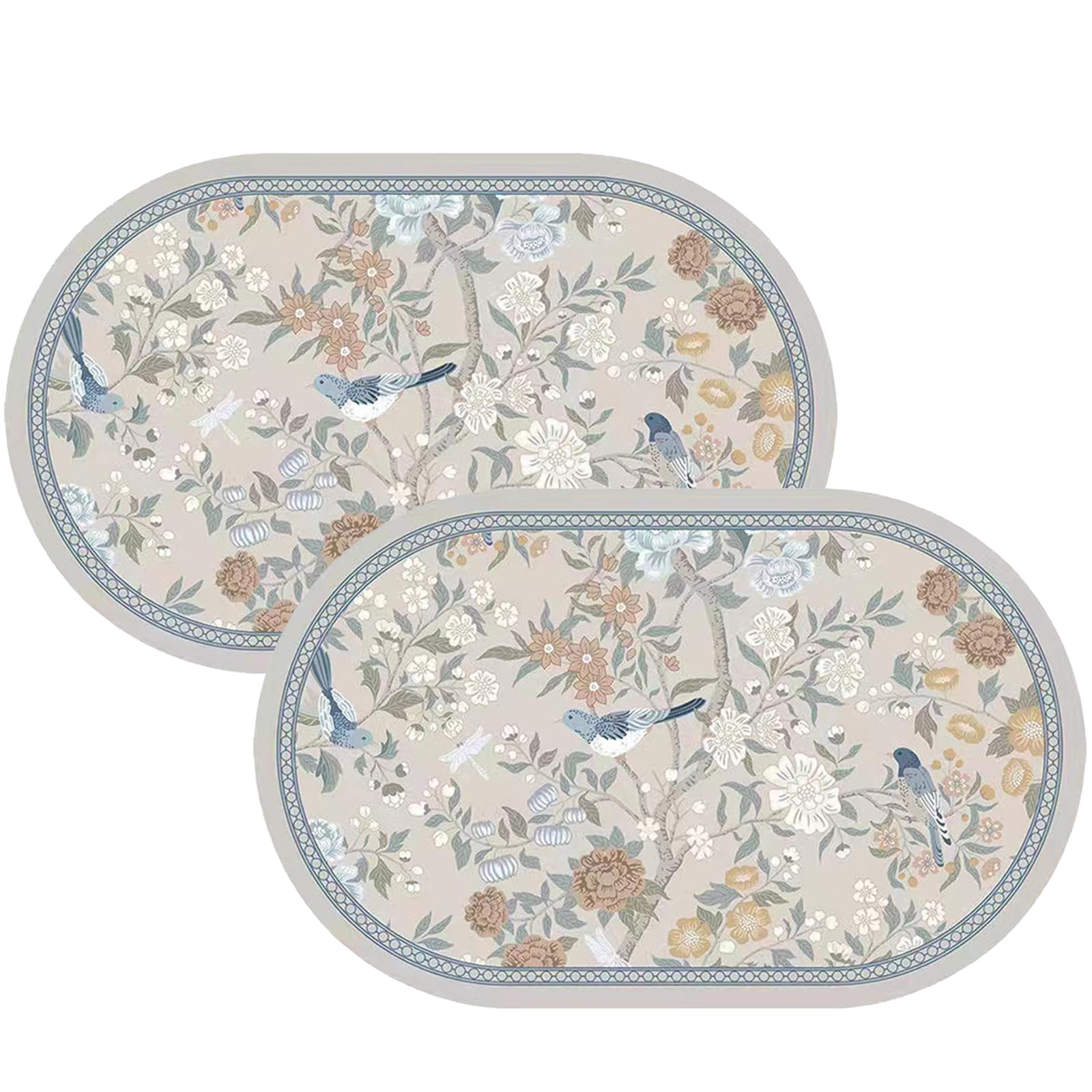 Infino Non-Slip Bath Mat, Bathroom Mat (2-Pack, 60x40cm) - Quick-Drying, Highly Absorbent Floor Mats - Durable & Machine Washable for Shower, Tub, Toilet & Bathroom Floors (Color-No-Pile-2PCS)