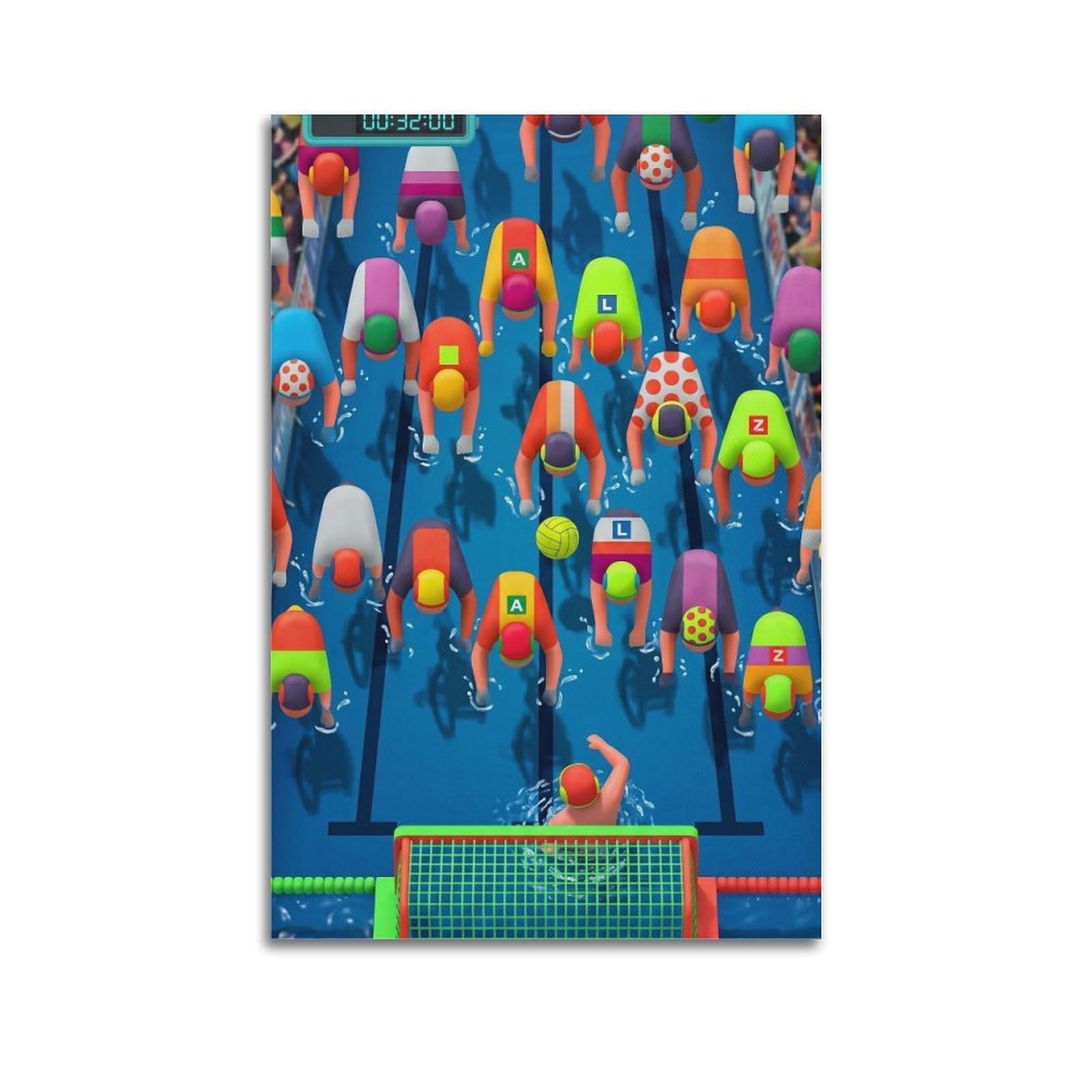 OLYHTR Water Polo Match Poster_1 Modern Decorative Canvas Prints - Ideal Wall Art for Family, Man Cave, Game Room, Boys & Girls Bedroom 20x30inch(50x75cm)