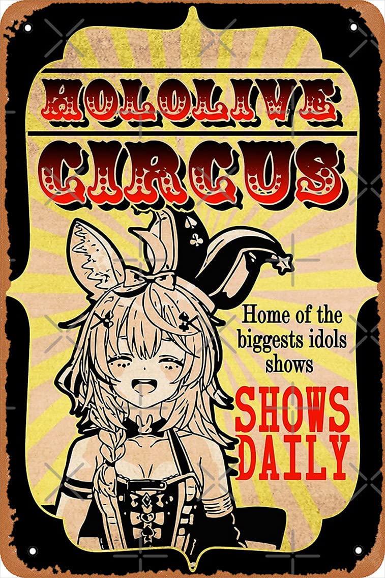 AirBnk Vintage Metal Signs - Omaru Polka Hololive Circus Vintage Look Metal Tin Poster Bar Pub Cafe Wall Kitchen 8x12 inch