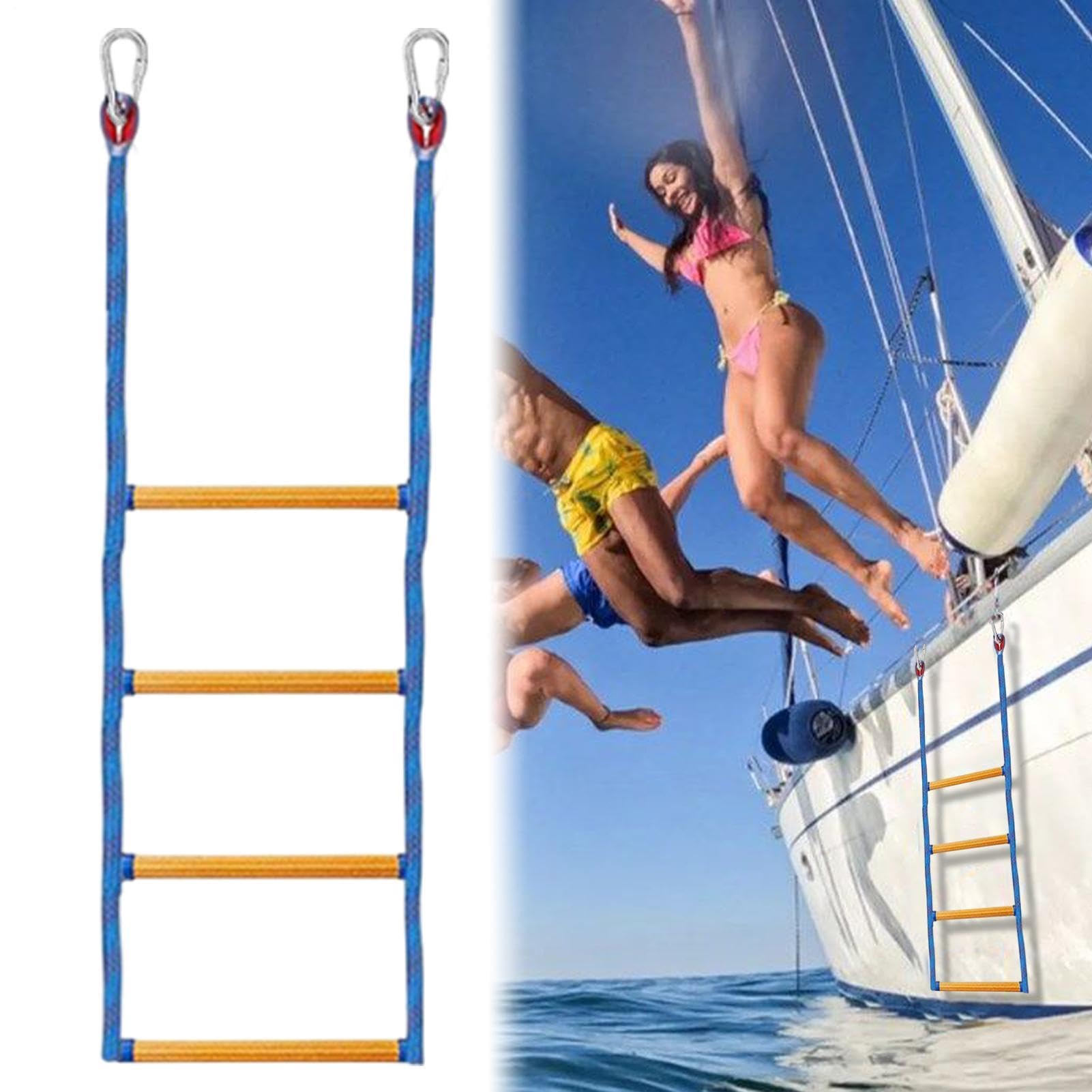 Escalera De Cuerda Para Barco Seguridad Inflable Plegable Portátil Embarque