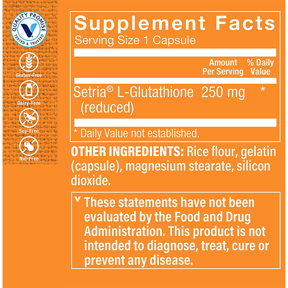Amazon.com: The Vitamin Shoppe Reduced Glutathione Antioxidant 250 (100  Capsules) (100 Capsules) : Health & Household