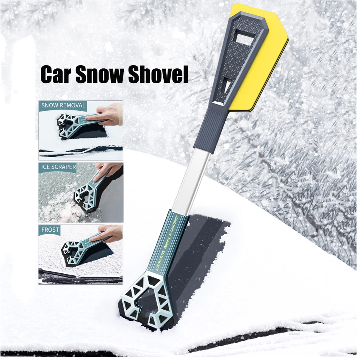 Pelle à Neige de Voiture grattoir à Glace 3 en 1 détachable Multifonctionnel Pare-Brise Brise-Glace Hiver Neige Brosse Pelle Voiture déneigeur Tout-Terrain