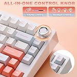 VGN N75 Mechanical Keyboard, Tri-Mode Wireless, Orange | Gasket Hot Swappable, Linear Switches, Creamy Thocky Sound, RGB Backlit, Gaming Keyboard with Knob