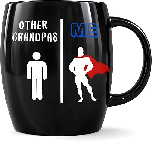 Taza de café de 16 onzas con texto en inglés "Other Grandpa Vs Me Grandpa", cristalería de superhéroes para café y té, divertido regalo de broma