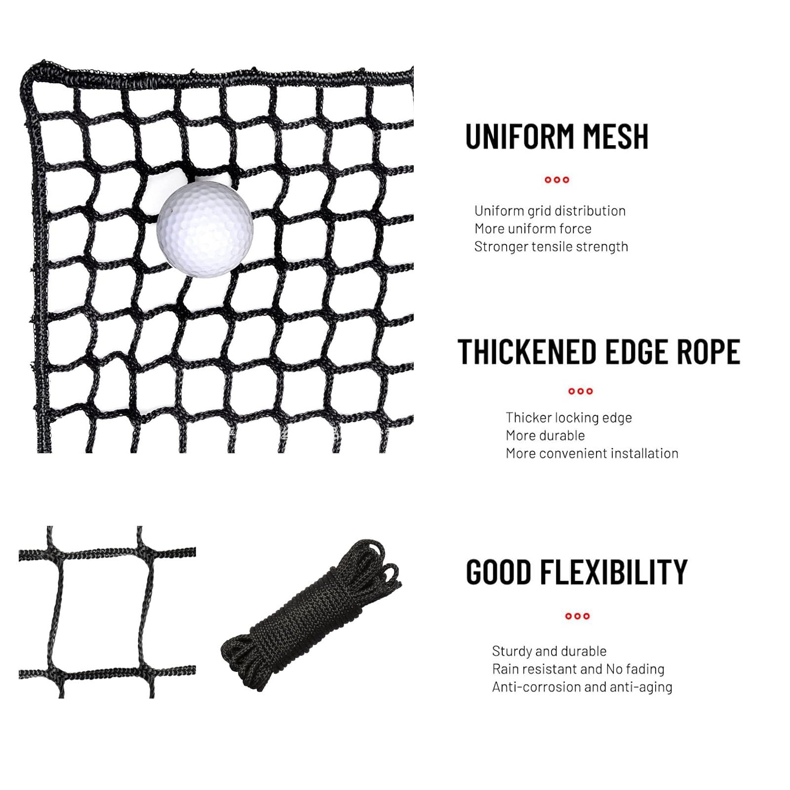 Redes De Protección Contra La Seguridad De La Espalda De Béisbol, Redes Deportivas, Red De Cuerda Protectora Multipropósito De Poliéster, Heavy duty knotless net, patio trasero movimiento (Size:1x10m)