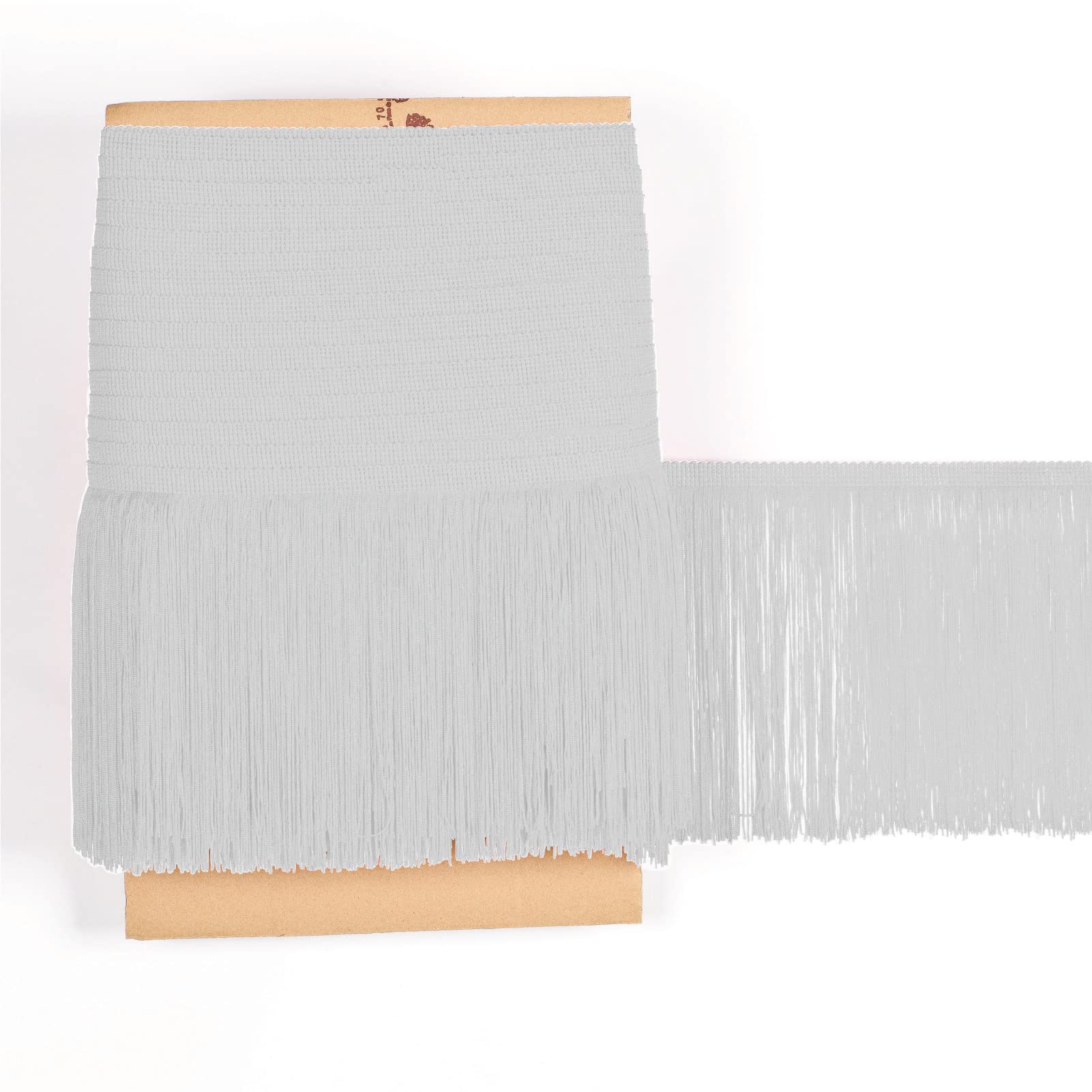 TEXTEX = Cuquillo Fringe for Sewing Flamenco and Sevillana. Composition Rayon 100%. Length of 20 cm. 5m Pieces. (Snow Gray)