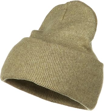 Big Size Stretch ECO Cotton Long Beanie - Khaki OSFM