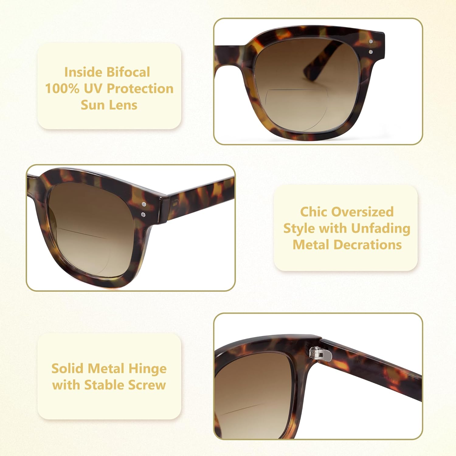 Madison Avenue 2 Pack Oversized Square Bifocal Reading Sunglasses for Women, Chic Sun Reader Glasses Womens UV400 Protection - Image 3