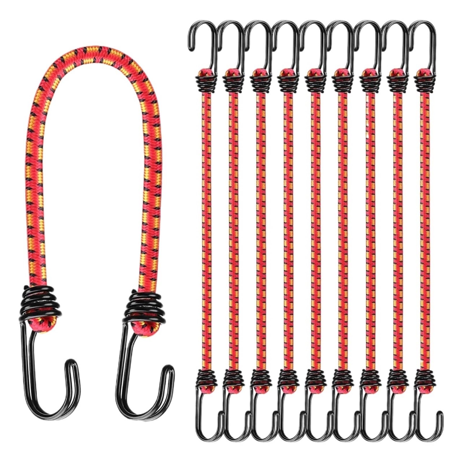 Waterproof Tarp, Bungee Cords With Hooks 10 Pcs Outdoor 40cm 60cm(10pcs-60CM)