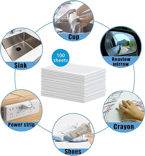 Miniatura 8 de 50 hojas de esponja mágica de limpieza, almohadillas de limpieza nano desechables, toallitas de borrar para zapatos de cocina, muebles, baño, ducha,
