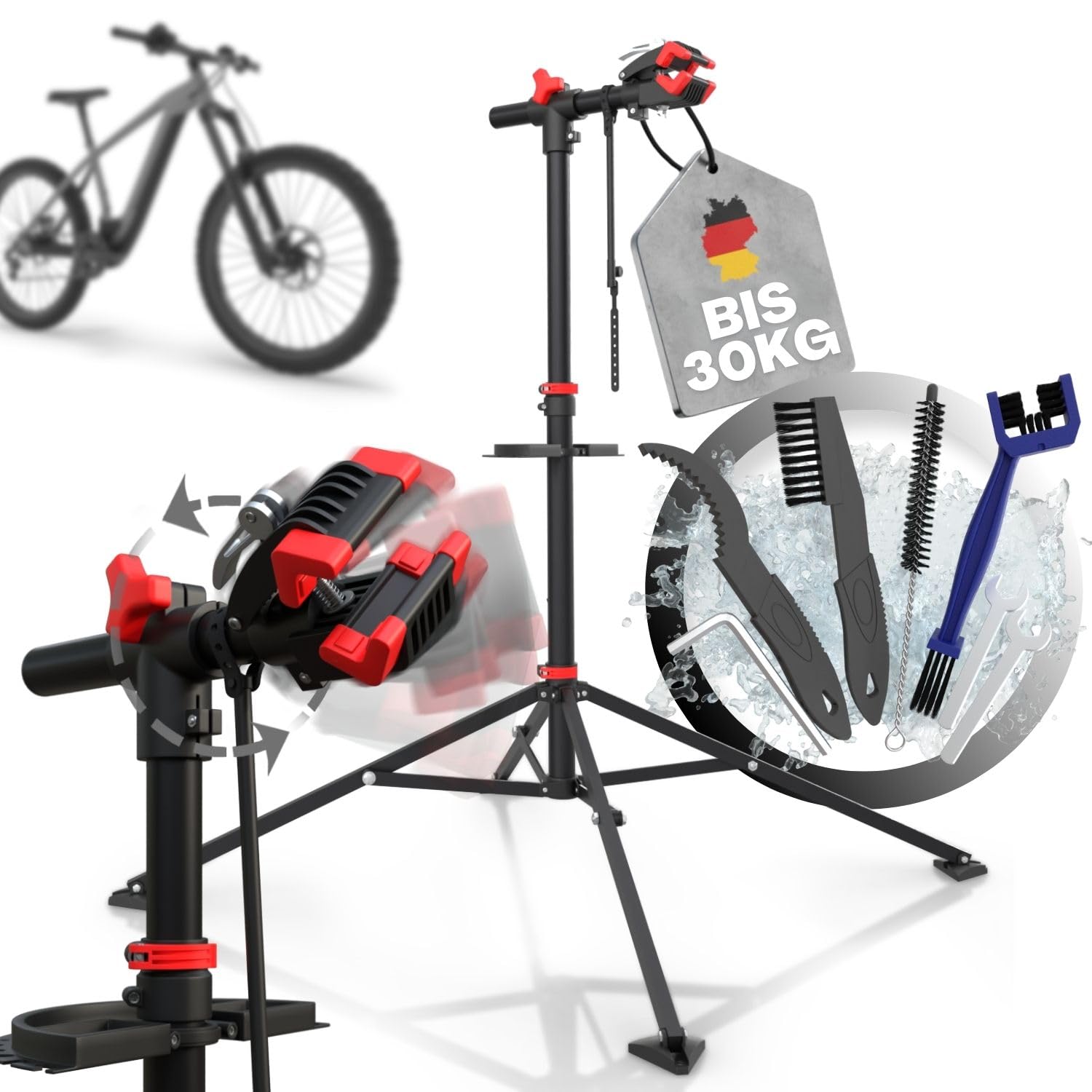 Tarpofix® Fahrrad Montageständer bis 30kg | Profi Fahrrad Reparaturständer | Montageständer für Fahrräder & E-Bike | Schwerlast Fahrradhalter Ebike | Fahrradständer Reparatur | Fahrradmontageständer