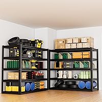 Vista 2 de 5-Tier 60”W x 24”D x 78”H Garage Shelving Adjustable Metal Storage Shelves 3000LBS Garage Shelving Heavy Duty Utility Shelf Unit Storage Racks for