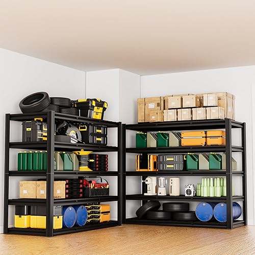 Miniatura 2 de Estantería de garaje de 5 niveles, 60 pulgadas de ancho x 24 pulgadas de profundidad x 78 pulgadas de alto, estantes de almacenamiento de metal