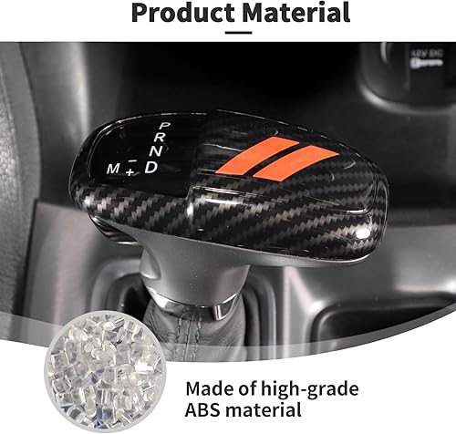 Miniatura 7 de JWWY Pomos de palanca de cambios para Dodge Challenger Charger 2015-2024+ Durango 2018-2023 Accesorios interiores de fibra de carbono naranja