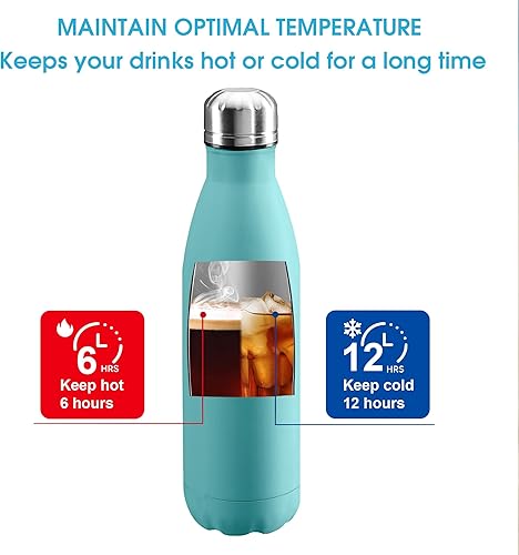 Miniatura 4 de Botellas de agua personalizadas con impresión personalizada en Estados Unidos, 17 onzas, acero inoxidable, doble pared, aisladas, a prueba de fugas,