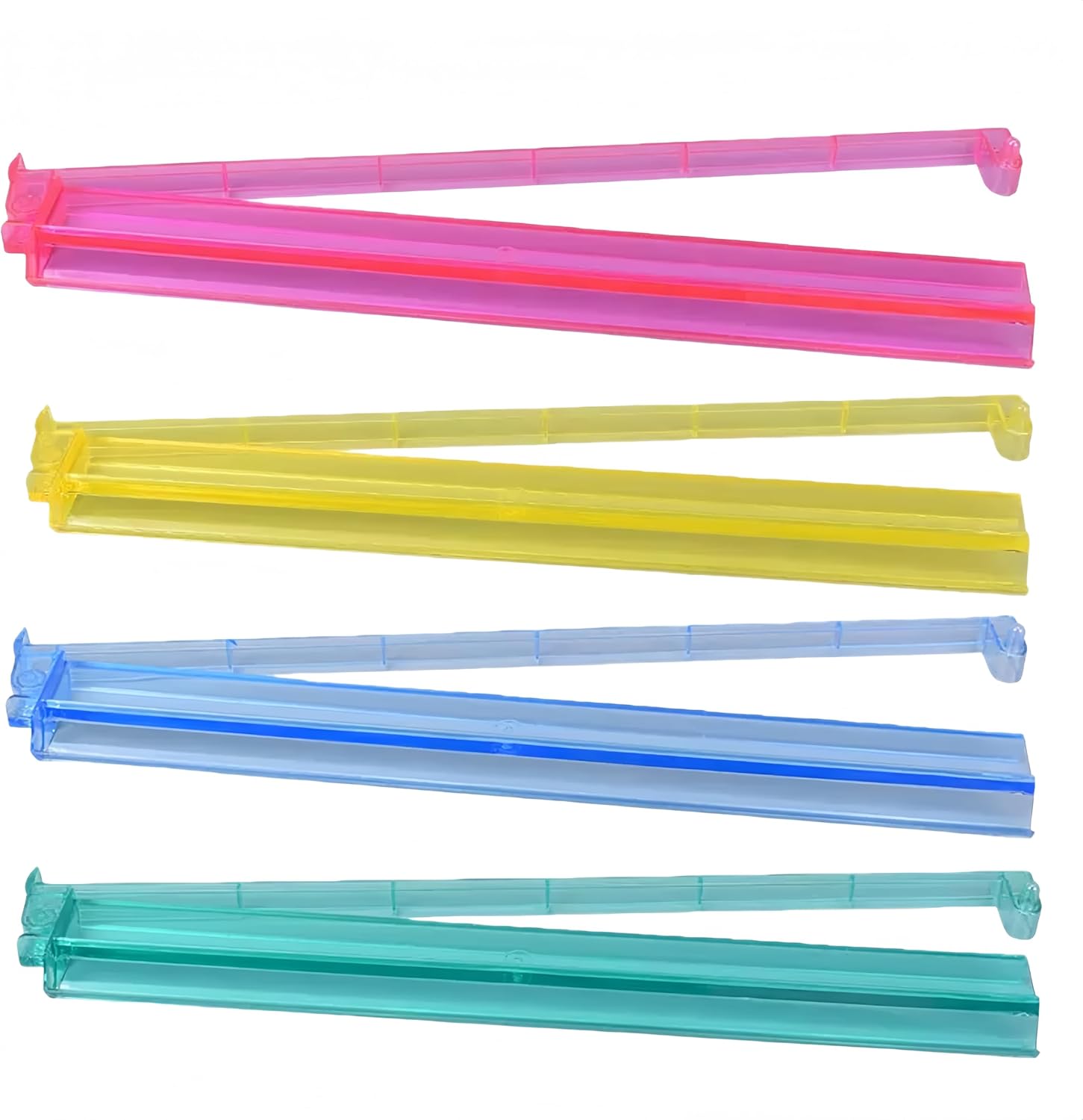 Mahjong Racks with Pushers, 4 Colors Acrylic American Majiang Tile Racks, Universal Fit for All Tile Sizes and Configurations, Set of 4 for Adult Players