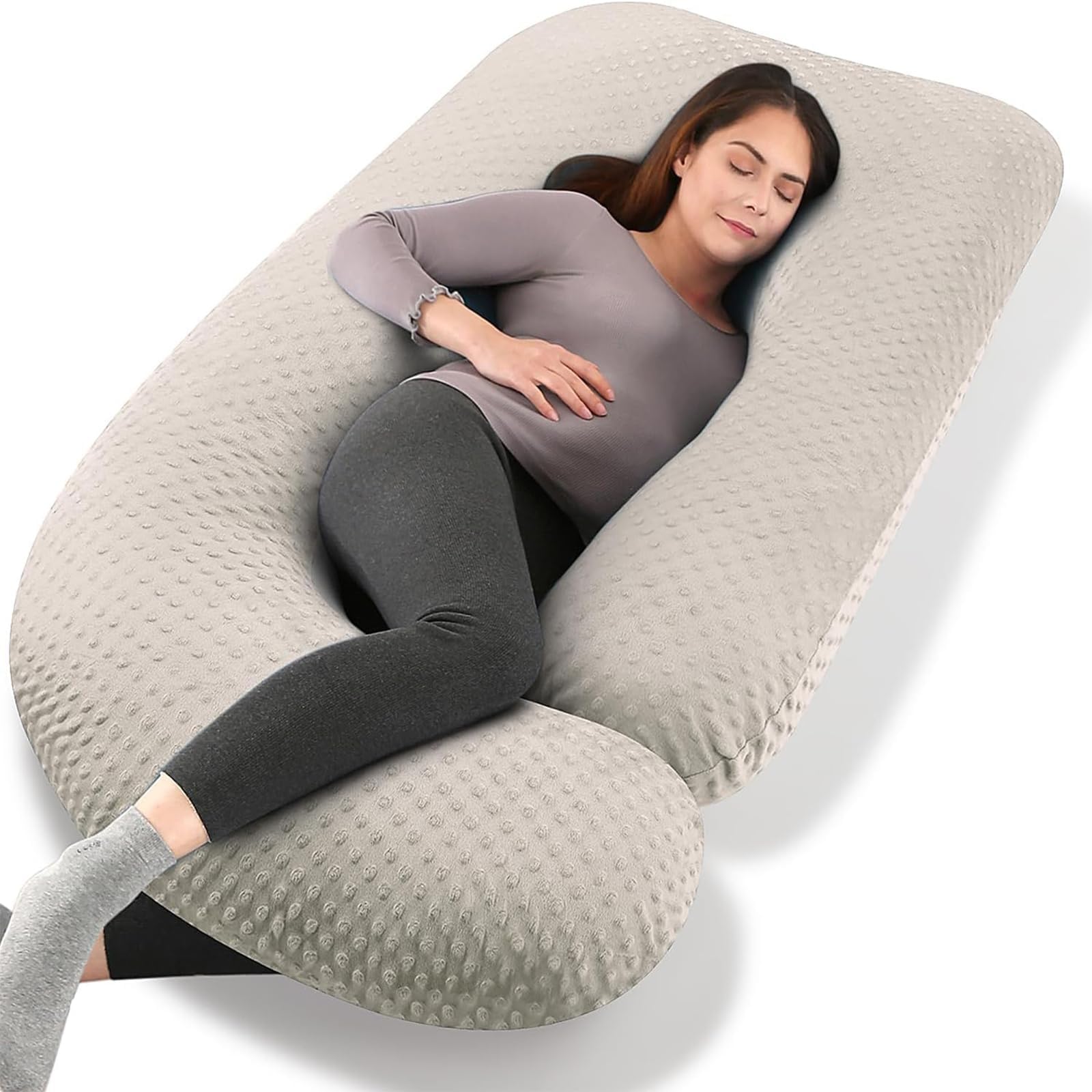 Pregnancy Pillows, 180cm Long Maternity Pillows, U-Shape Full Body Pillow, Cooling Cover Dark Grey, Pregnancy Pillows for Sleeping, Body Pillows for Adults, Maternity Pillow and Pregnancy Must Haves