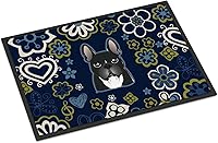 Vista 112 de Caroline's Treasures BB1449JMAT - Tapete de bienvenida de carlino negro, 24 x 36 pulgadas, tapete azul para puerta delantera, para interiores