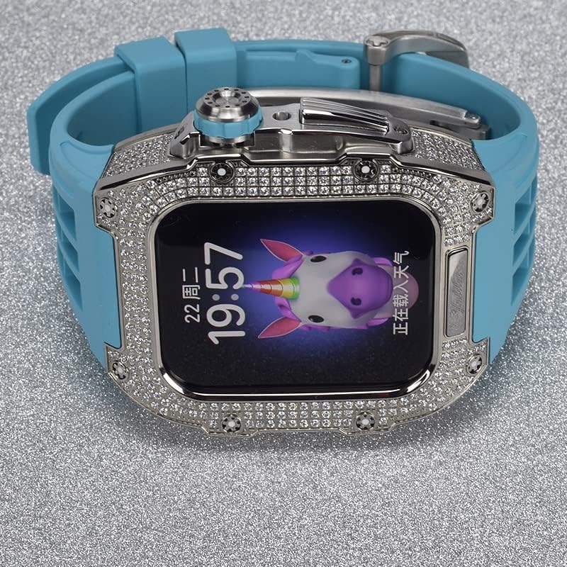 Titanium Alloy Watch Case And Fluororubber Watch Band Mod Kit，For Apple Watch 8 7 45mm Series Watch Upgrade Replace Watch Accessories With Tool