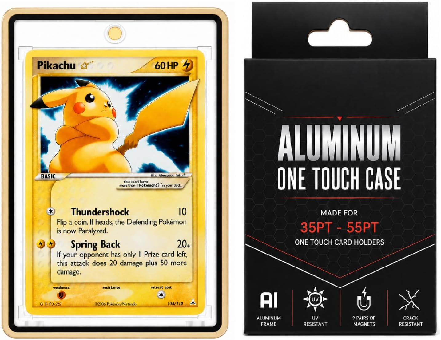 Aluminum One Touch Case UV Resistant – Safeguard Magnetic Case For 35pt-55pt (One Touch Card Holder NOT INCLUDED) (Gold)