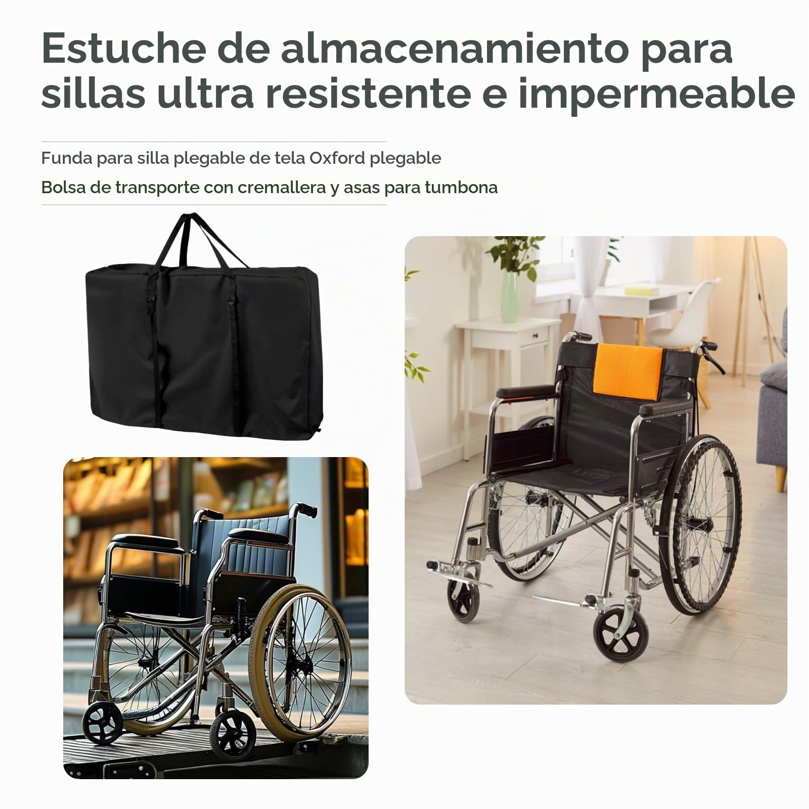 Bolsa de Almacenamiento para Silla Plegable, Funda Grande y Gruesa con Cremallera y, Ideal para Playa, Picnic, Viajes y Barbacoa, Tela Oxford 210d.