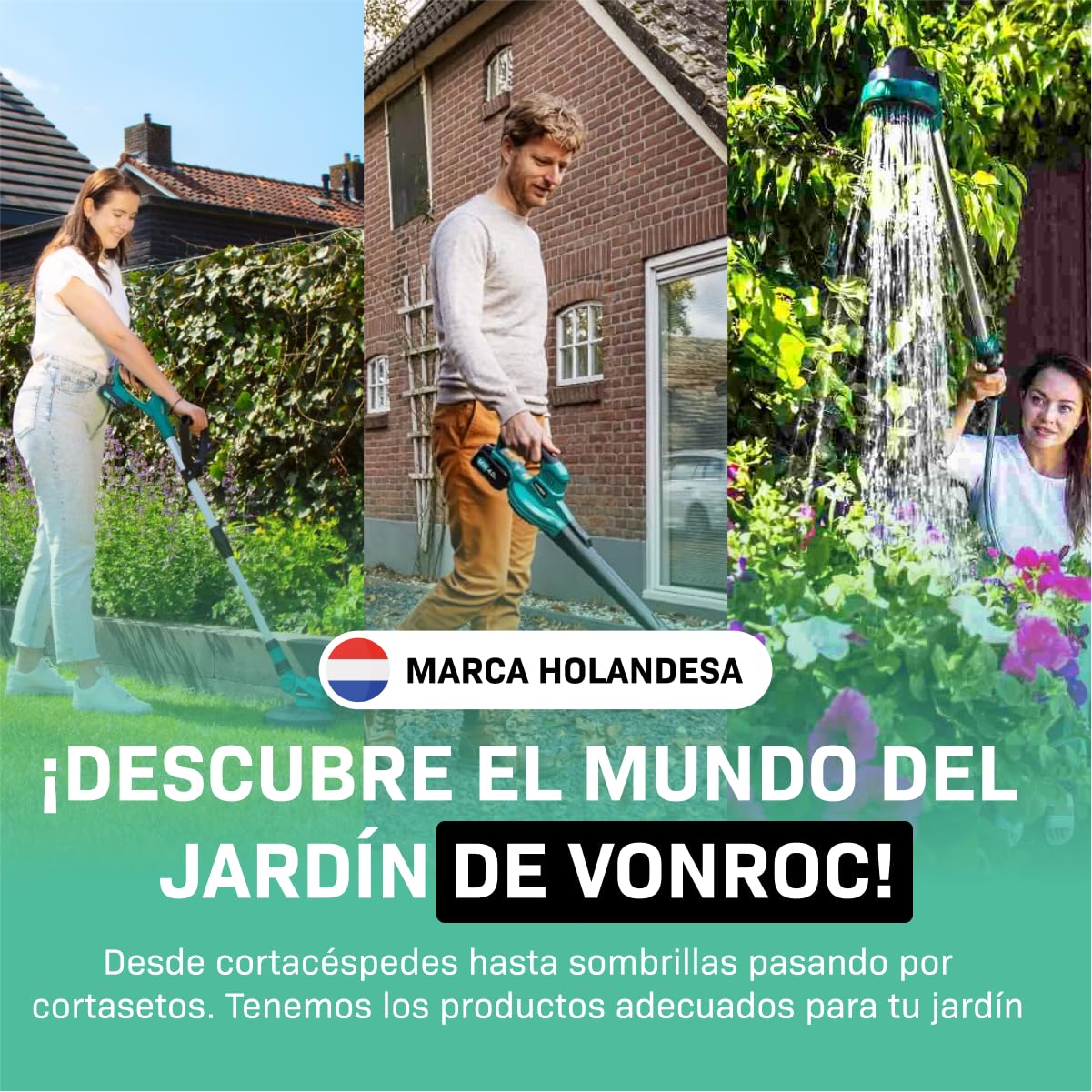 VONROC Soplador de Hojas 3 en 1 3300W - para soplar, aspirar y triturar - Velocidad máxima del Aire 270km/h - Incl. Bolsa colectora 35L