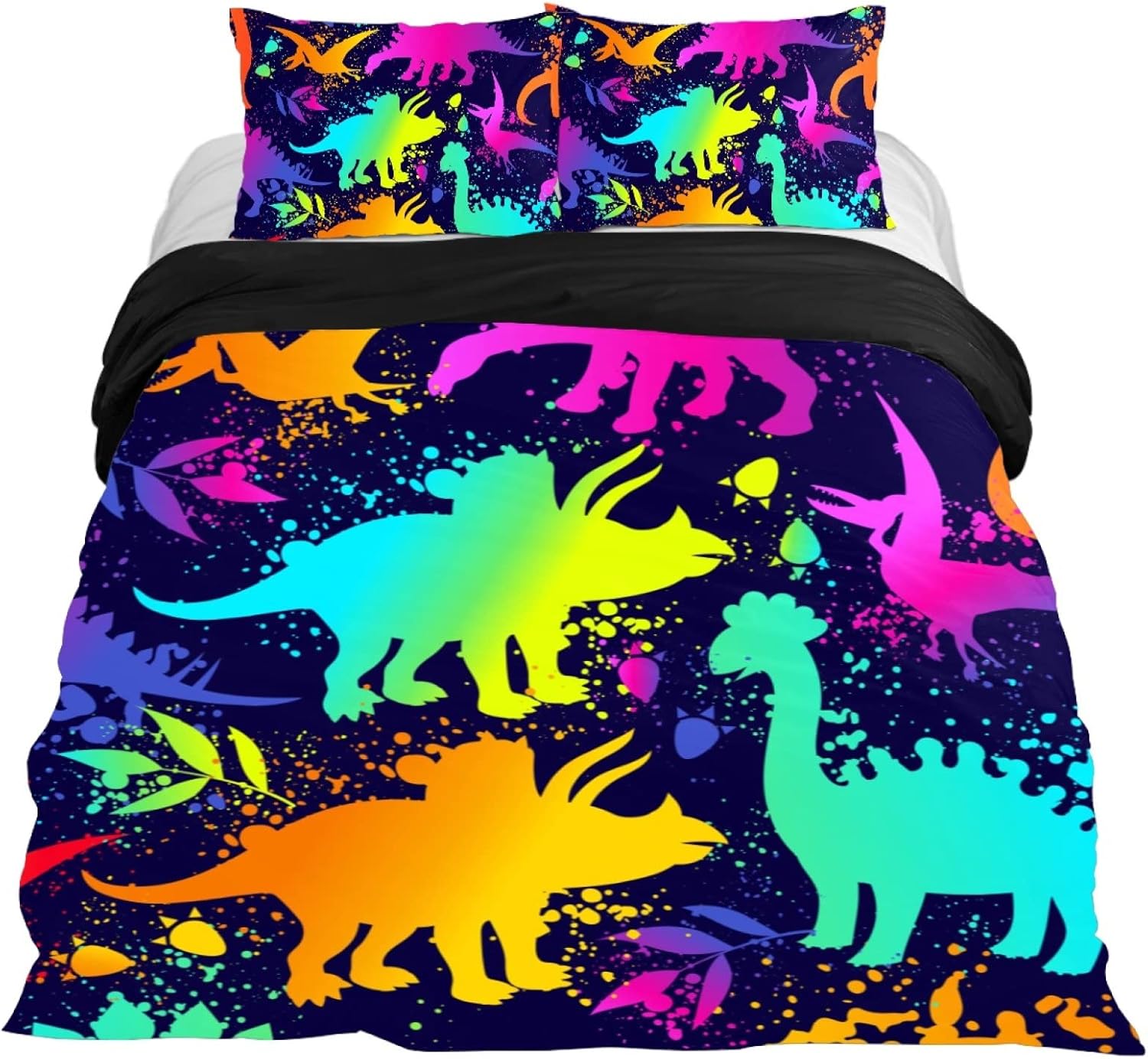 Anna Cowper Dinosaurs and Paint Splashes Kids Duvet Cover Set 3pcs Bedding Cover Set