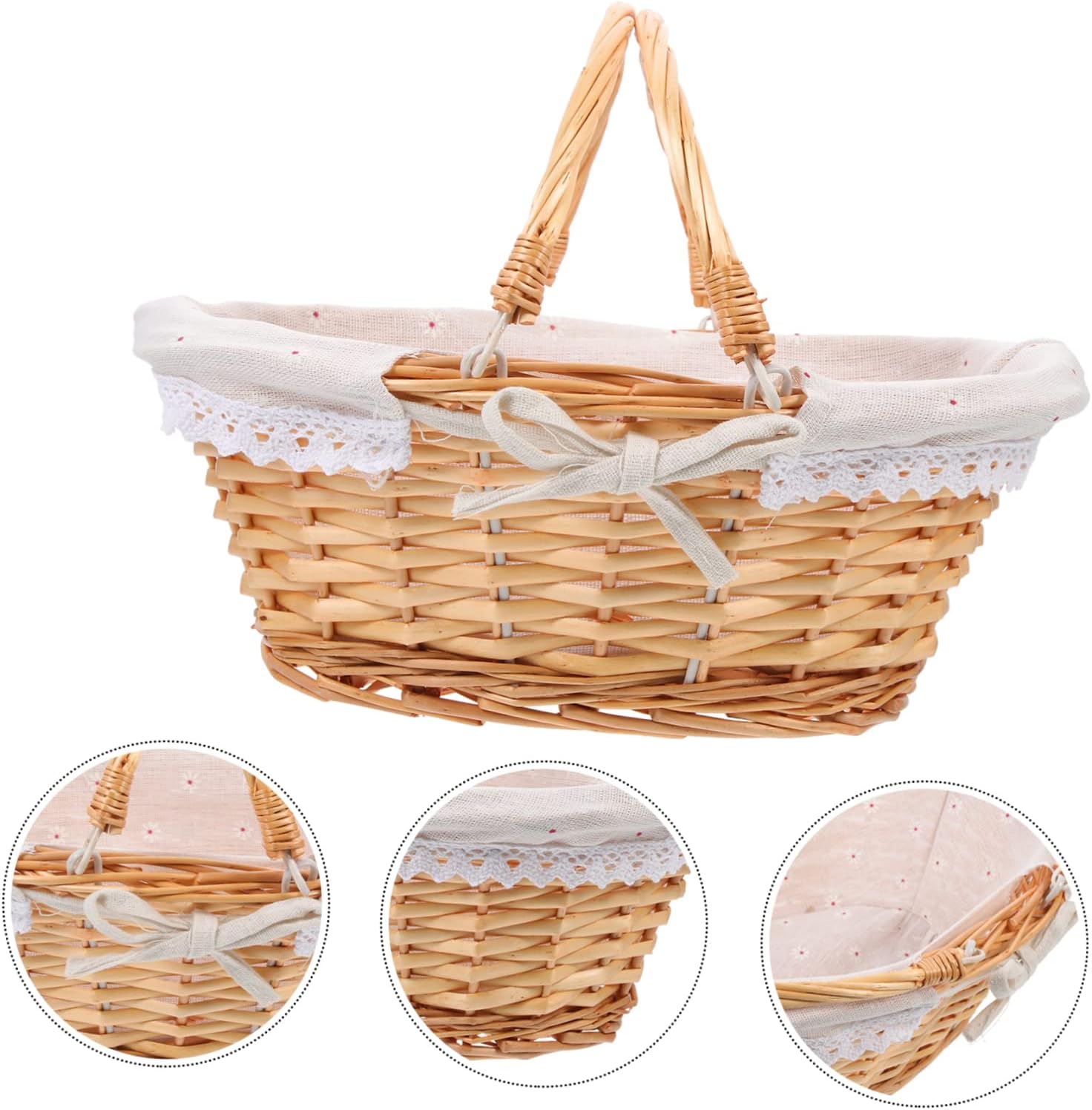 Amosfun 2pcs Hand-woven Vegetable and Fruit Storage Basket Rustic Home Organizing Holder Nature Texture Multi-purpose Decorative and Functional Container for Living Room Kitchen and Flower