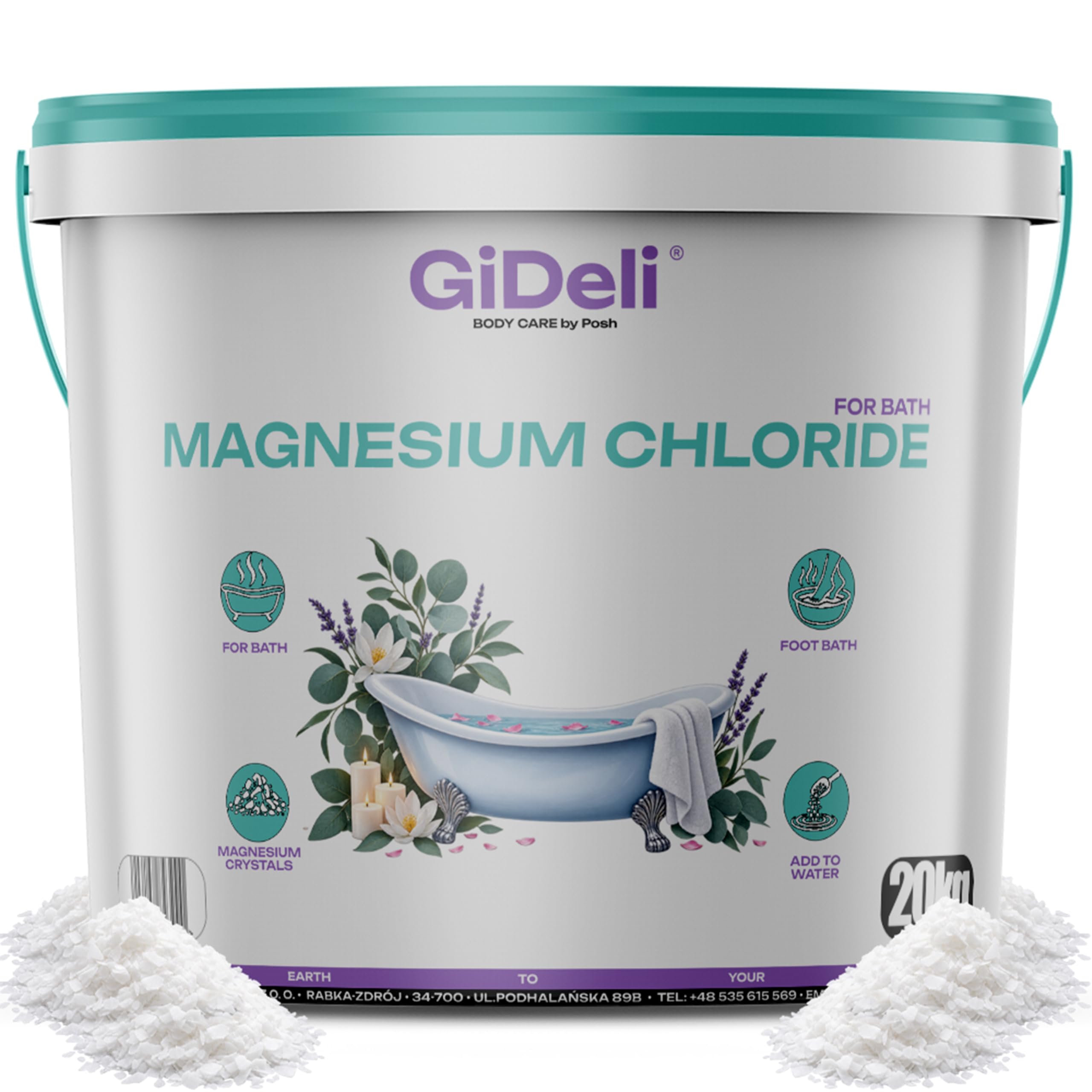 GiDeli Magnesium Flocken Badesalz für Vollbad und Fußbad 20kg