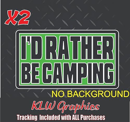 Miniatura 1 de I'd Rather Be Camping Lime Green Black White Full Color Decal Sticker Camper Car RV Motor Home Camping Glamping Diesel Truck Hike