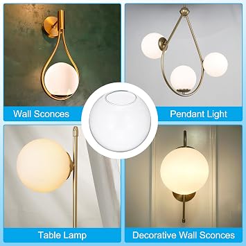 PATIKIL 6 Inch Clear Glass Globe Shades Replacement, 1pcs Handmade Glass Lamp Shade Lampshade Light Fixture for Chandelier Pendant Light Wall Sconces