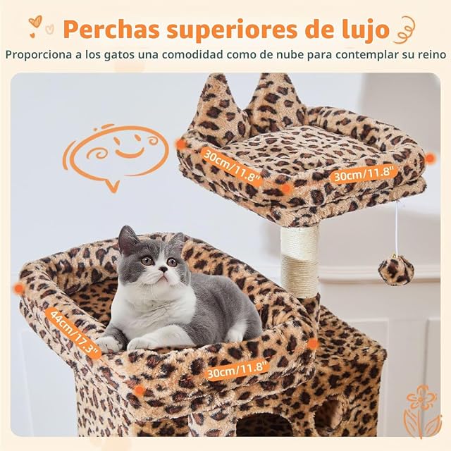 Foto 4 de 8 de Taoqimiao Rascador para Gatos 180cm, Árbol para Gatos Grandes, 8 Postes de Sisal para Arañar, Panel Rascador