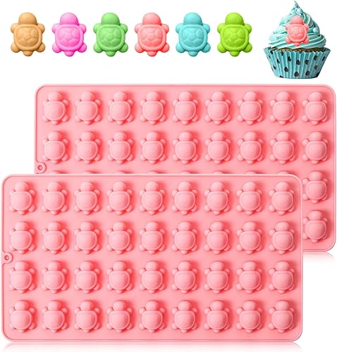 2 moldes de silicona de mini tortuga para chocolate, moldes de gomitas de caramelo pequeño, bandeja de cubitos de hielo de tortuga, linda tortuga