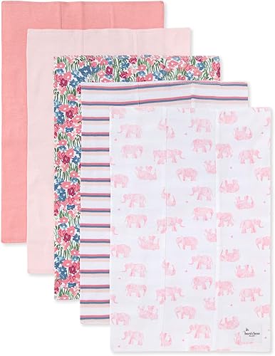 Burt's Bees Baby - Paños para eructos, paquete de 5 paños extra absorbentes 100% algodón orgánico