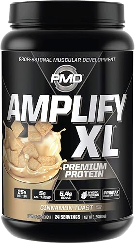 PMD Sports Amplify XL Premium Suplemento de proteína de suero Hydro Greens Blend - Matriz de proteína de glutamina y suero con superalimento para