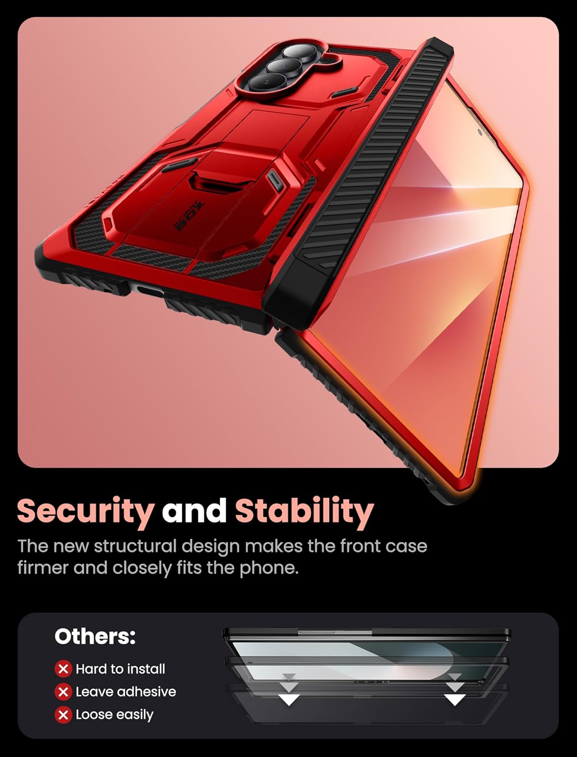 i-Blason Armorbox for Samsung Galaxy Z Fold 7 Case with Stand [9H+ Tempered Glass Screen Protector] [Hinge Protection] Full-Body Heavy Duty Rugged Shockproof Protective Case for Z Fold 7 (Red)
