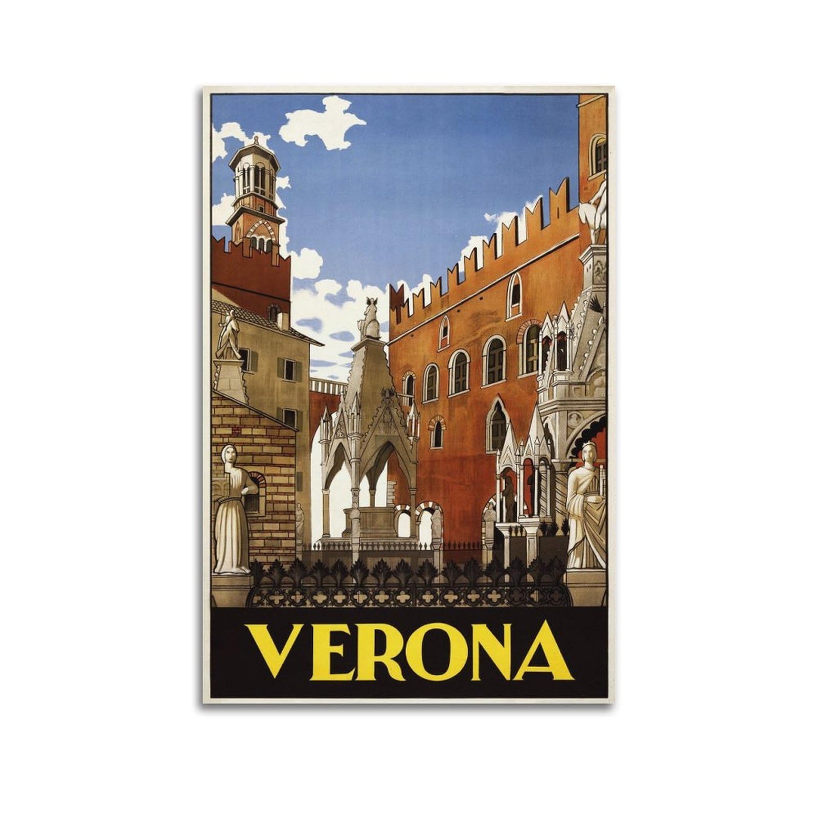 DLJGDS Vintage Poster Verona Decorative Painting Canvas Wall Posters And Modern Family Bedroom Decor 24x36inch(60x90cm)