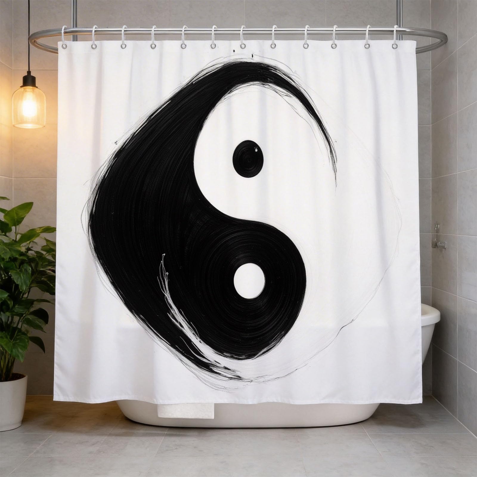 Hongduo 3D Ying Yang Shower Curtain for Stalls Bathtubs Exotic Bathroom Decor Shower Curtain Set Polyester Fabric Waterproof 180x200cm/71X79 Inch with Hooks