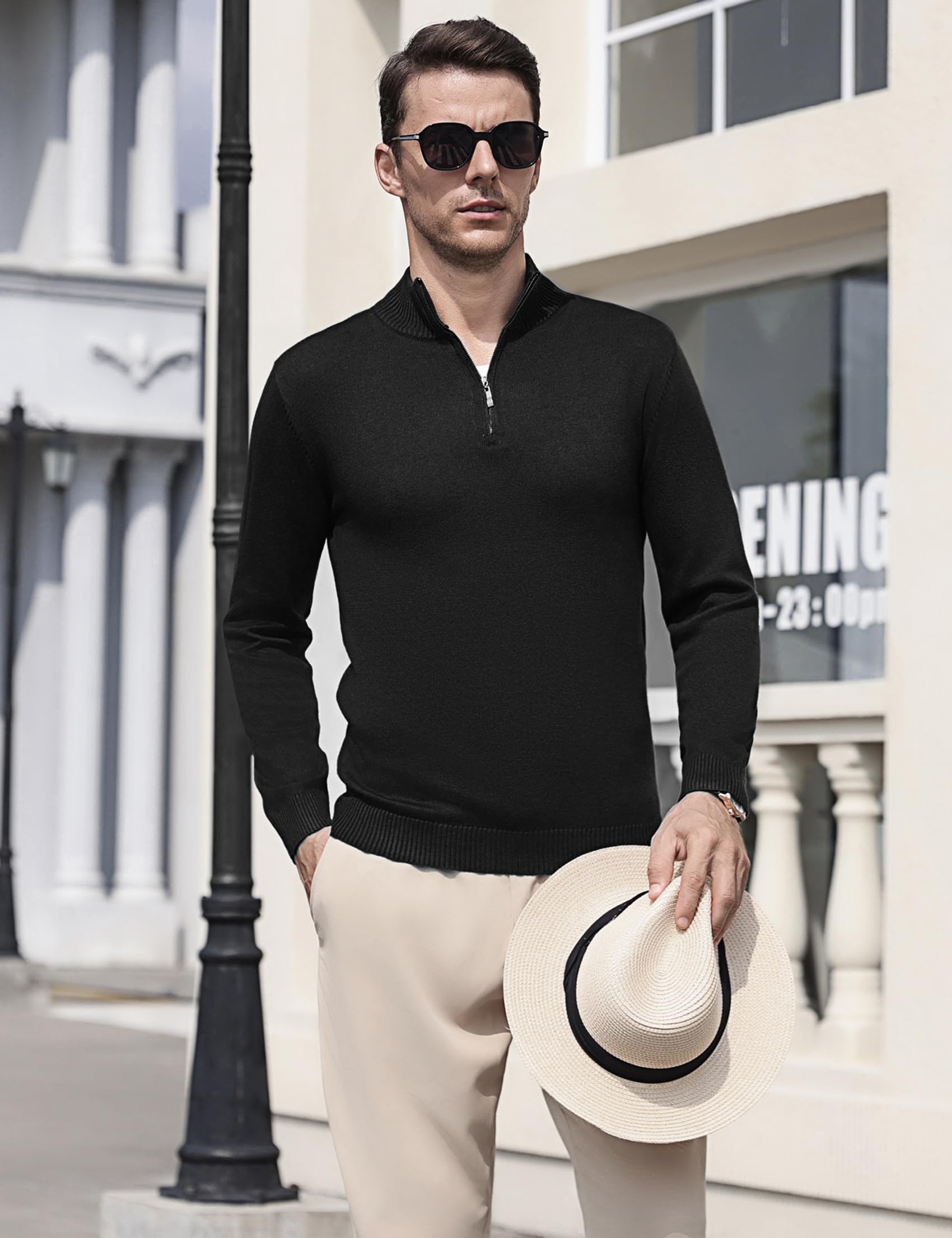 iClosam Maglione Uomo Invernali Collo Alto con Zip Pullover Giacca in Maglia Maglione Pullover Invernale Tenere Caldo