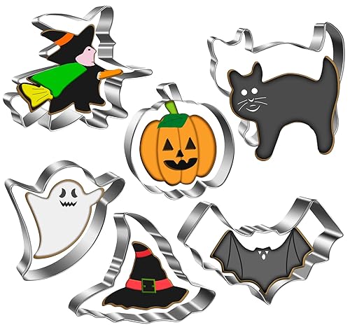 Halloween Cookie Cutter Set - Ghost, Pumpkin, Bat, Cat, Witch,