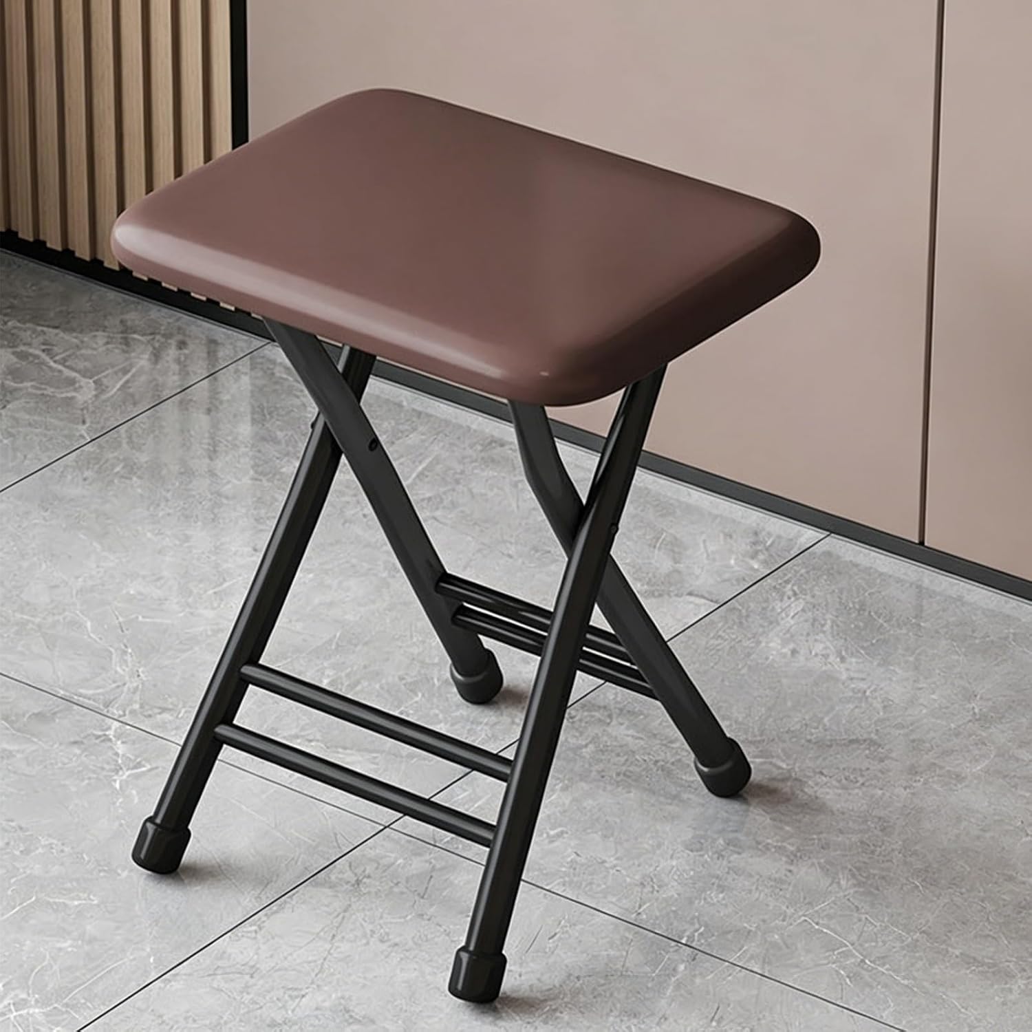 Folding Lounge Chair, Minimalist Home Chair, Folding Stool, Strong Load-Bearing Capacity, for Lobby, Training Room, Meeting Room(Green,Black Frame)