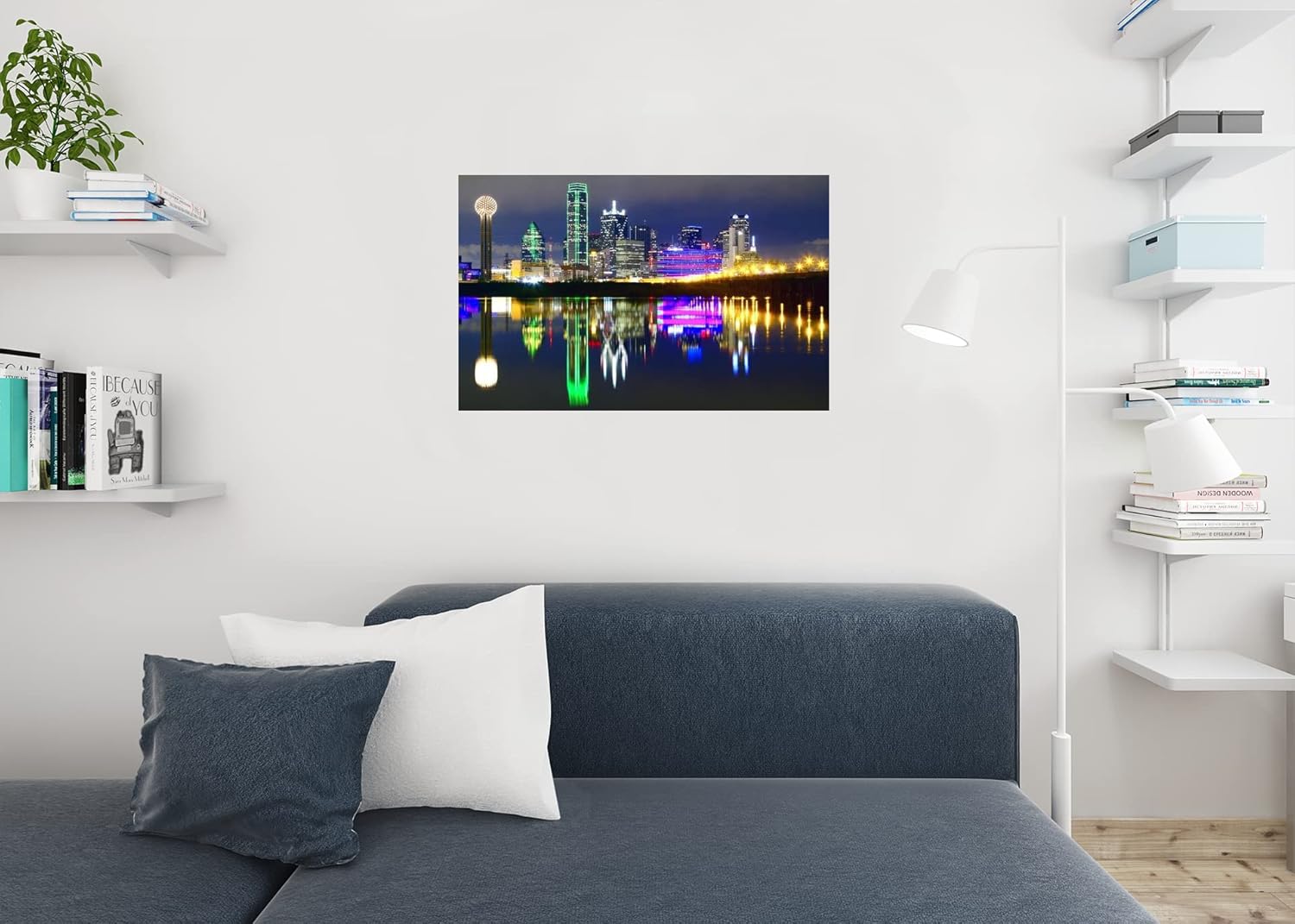 Downtown Dallas Texas Skyline Reflections Photo Photograph Cool Wall Art Print Poster 36x24